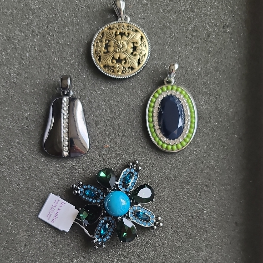 Lia Sophia Gold, Silver, Green, and Blue Pendants